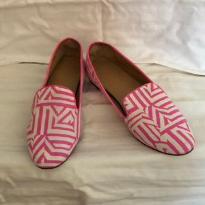 J Crew pink/white canvas flats
